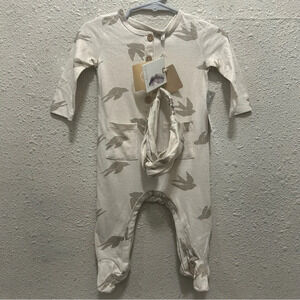 Jessica Simpson Baby Girl Organic Footie and Headband Mushroom NWT 3/6 Months